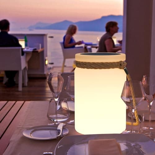 RWWR Lampe de Table Solaire LED 8 Couleurs Lampe de Table Exterieur sans fil avec remote Dimmable 2 in1 Rechargeable Lampe de Table Pile IP44 Pour Balcon Jardin Terrasse camping (A)