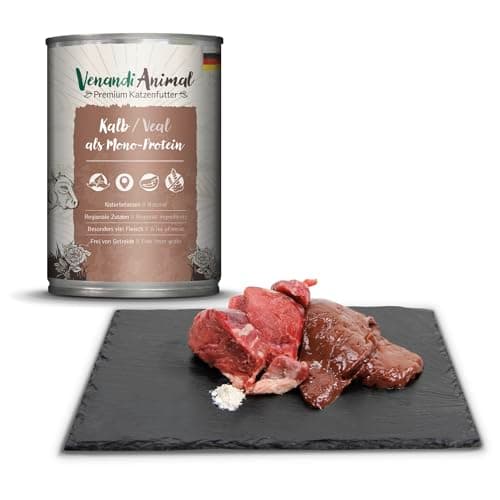 Venandi Animal Premium Nourriture Humide pour Chats, Pack d'essai II, Poulet + Lapin, Veau, Dinde, 6 x 400 g, sans céréales et Naturel, 2.4 kg