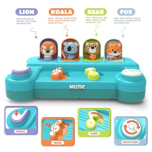 seveclotree Jouet pour Bébé 1 an,Jouet Pop-up avec Animaux et Musique,Jouet Montessori pour Enfant 1 2 3 4 Ans Fille Garçon,Jouets Interactifs Cadeau Bebe 1 2 3 an