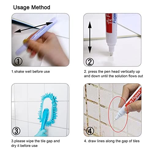 Gusengo Stylo À Joint Carralage Blanc/Beige, Peinture pour Carrelage Salle Bain, Kit Reparation Carrelage, Stylo À Coulis Carreaux pour Salle Bain, Cuisine, Porche, Terrasse