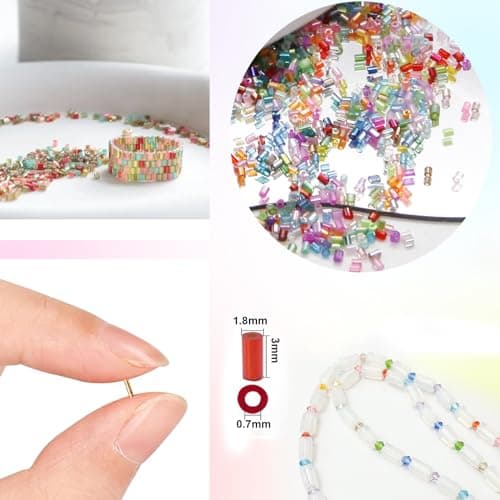 EuTengHao 16800pcs Kit de Perles en Tube Verre Bugle Perles de rocaille Petites perles d'artisanat pour Perles pour la fabrication de bijoux (3mm, 350 par couleur, 48 couleurs)