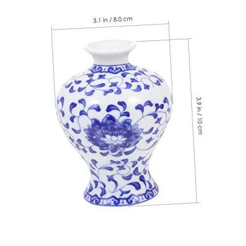 Alipis Vase en Céramique Bleu Et Vase en Céramique De Bureau Vase De Bureau en Céramique Maison Vase en Céramique Vase De Chinois Vase en Céramique Créatif Récipient À Fleurs