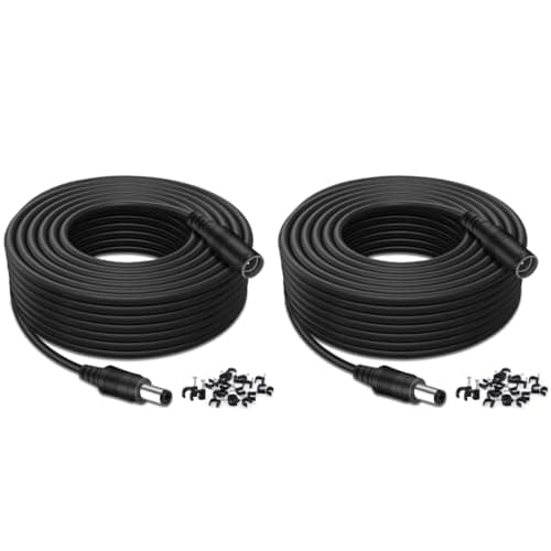 Tonton Câbles d'extension 12V DC de 10M, câble d'extension 2.1mm x 5.5mm pour Adaptateur d'alimentation, rallonge Femelle mâle pour caméra de sécurité, caméra réseau IP, DVR, 2Pack 10M (Noir)