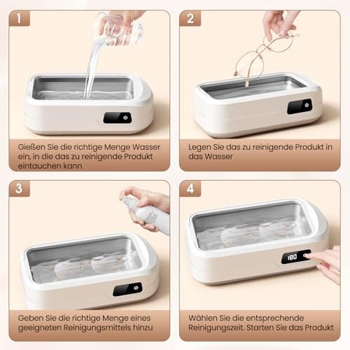 Nettoyeur Ultrasons 640ML,Nettoyeur Ultrasons Lunettes 49000HZ Nettoyeur Ultrason Bijoux,Ultrasonic Cleaner,4 Réglages de Temps,Pour Bijoux,Pour Bijoux,Dentier,Montres,Lunettes, Tête de Rasoir etc.