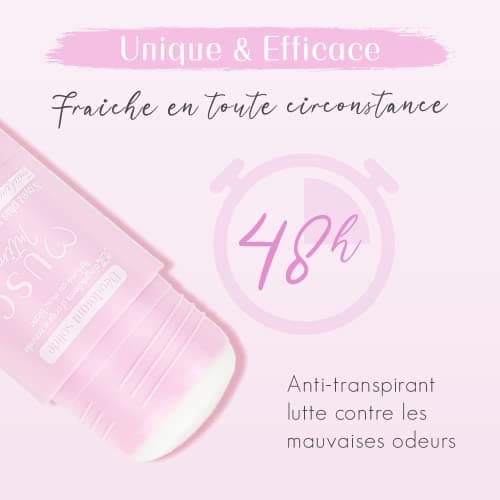 MUSC INTIME - Lot de 2 - Déodorant Anti transpirant - Musc Blanc - L'Irrésistible - Anti Mauvaises Odeurs - 95% Ingrédients Naturels - Sans Sel D'Aluminium Ni Pertubateur Endocrinien - 2 x 50g