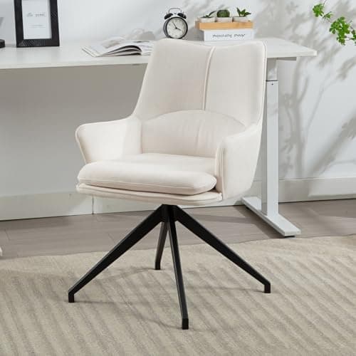 Wahson Chaise de Bureau Moderne Fauteuil de Bureau en Lin Chaise Bureau Erconomique Pivotante Rotation de 360 Degrés, Chaise Bureau pour Salon et Chambre, Beige