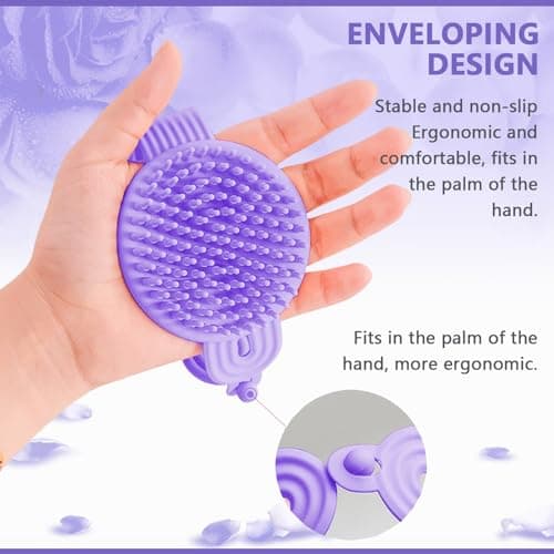 Sunolkie Scalp Massager | Purple Double Sided Shampoo Brush | Détend la tête et améliore la circulation sanguine du cuir chevelu, convient aux adultes et aux enfants
