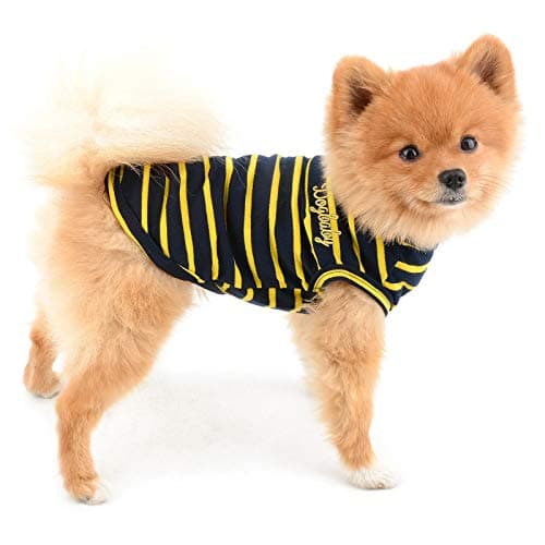 PAIDEFUL Vêtements pour petits chiens, chats, garçons et filles, été à rayures classiques T-shirt gilet respirant en coton T-shirt sans manches Chihuahua Yorkshire