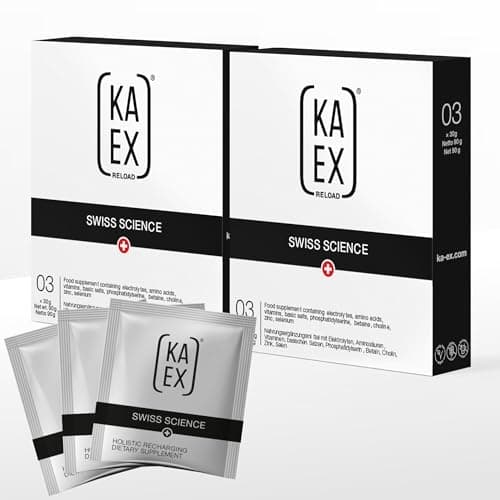 KAEX reload en poudre pour récupérer après le sport ou après la fête I pour un lendemain sans courbatures I Formule suisse vegan avec électrolytes, acides aminés et sels alcalins
