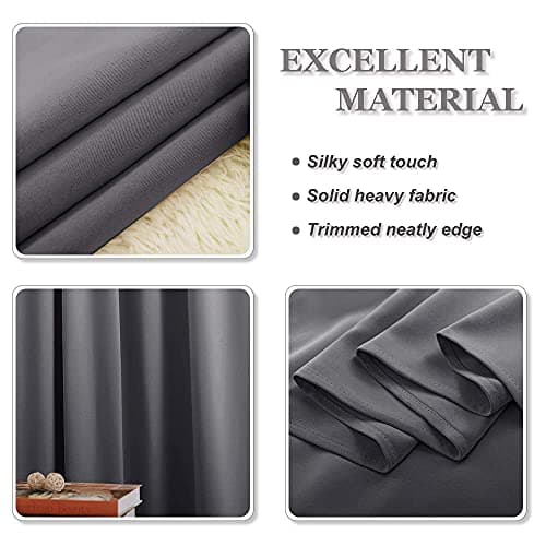 PONY DANCE Lot de 2 Rideau Occultant Thermique Isolant Anti Froid et Chaleur 140x240 (lxH) Tenture Opaque à Oeillets Isolation Lumiere Uv Decoration Chambre Maison Salon Intérieurs, Gris