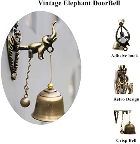 Fay Bless Cloche pour ouverture de porte, sonnette de magasin, clochettes de Shopkeepers en alliage + fer, 11 cm (éléphant)