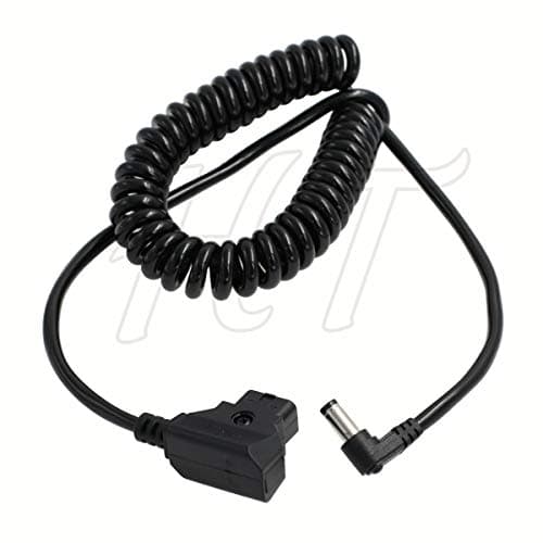 BMCC D-tap DC Barrel 5,5 x 2,5 mm Câble d'alimentation spiralé à angle droit pour batterie Anton V-mount Blackmagic