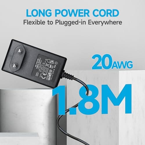 Adaptateur Secteur 12 V 2 A/2000 mA, AC 100-240 V 50/60 Hz vers DC 12 V 2 A 24 W, Chargeur Mural, Centre Positif, câble 1,8 m 20 AWG pour Une Utilisation Stable et Flexible, 3 Accessoires Inclus.