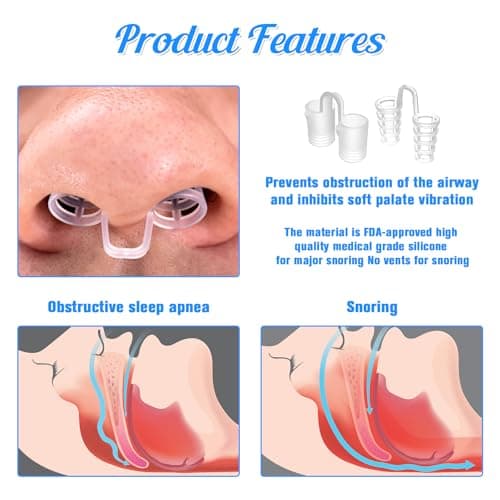 Dilatateur Nasal Dispositif Anti Ronflement Efficace, Lot de 8 Écarteur Nasal de Réduction des Ronflements Réutilisable, Pince-Nez pour Améliore Respiration Sommeil Confortable, 4 Tailles, 2 Types