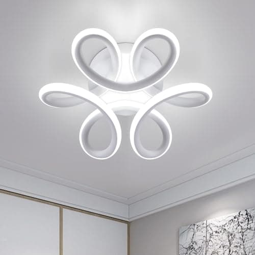 Dorlink Plafonnier LED Fleur, 22W 1980LM Luminaire Plafonnier Petit, Lampe de Plafond LED Moderne, Plafonnier Salon Blanc, 6500K Blanc Froid Plafonnier Chambre, Couloir, Cuisine, Ø24CM