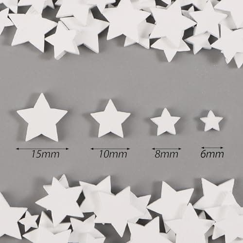 100Pcs Etoile Bois Noël Confetti Décoration à disperser Table DIY Bricolage Artisanat Cadeau Noël Fête (Blanc)