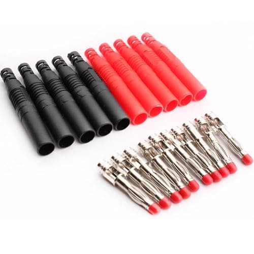 RUNCCI-YUN 10 pièces Fiches bananes isolées 4 mm,4mm souder mâle fiche Banane Fil à Bricolage connecteurs pour fils de test de multimètre (noir rouge)