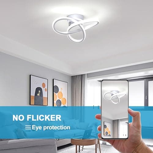 Osairous Plafonnier LED Moderne, 22W 2500LM Lampe de Plafond Blanc Chambre, Luminaire Plafonnier Cuisine en Aluminium pour Balcon Salon Couloir, Blanc Froid 6500K, Dia 25cm