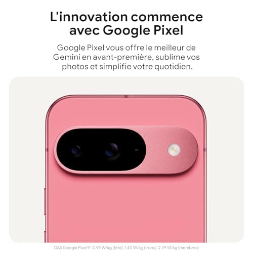 Google Pixel 9 – Smartphone Android débloqué avec Gemini, Appareil Photo avancé, 24 Heures d'autonomie et écran Actua 6,3 Pouces – Noir Volcanique, 256GB