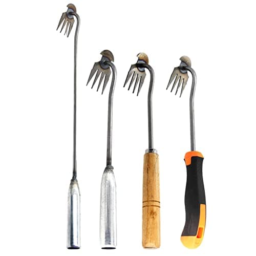Hongjingda Désherbeur manuel en acier inoxydable - 4 dents - Pour le jardin, la cour, la terrasse