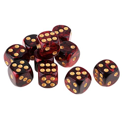 B Blesiya Set 10 Dés à Jouer 6 Faces en Résine Dice D6 D&D TRPG pour Jeux de Société Party Bar -16mm - Rouge + Noir