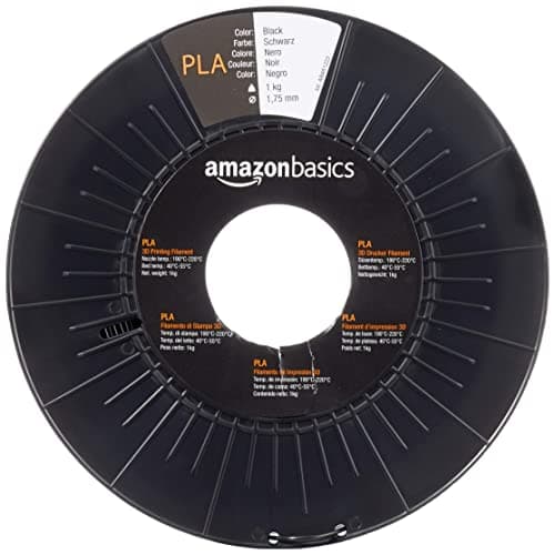 Amazon Basics Filament PLA pour imprimante 3D, 1.75 mm, Noir, Bobine, 1 kg, 1 Spool