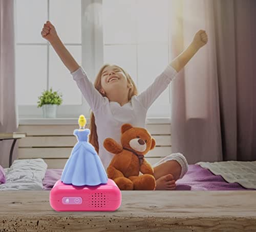 Lexibook, Disney Princesses, Réveil Veilleuse Cendrillon, Personnage lumineux, choix de 6 alarmes, 6 effets sonores, Écran rétro-éclairé, Horloge, Snooze, Rose, RL800DP