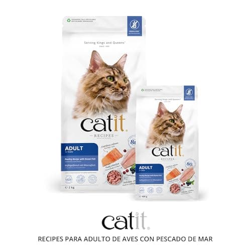 Catit Recettes Croquettes pour Chats, à la Volaille et au Poisson de Mer, pour Chats Adultes, Aliment Complet, 400 g, Aide à Réduire la Mauvaise Odeur des Selles