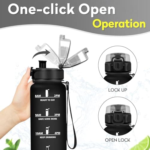KollyKolla Gourde 1L Sport, Gourde Sport, Bouteille d'eau 1 Litre avec Marqueur de Temps et Filtre, Étanche, sans BPA, Water Bottle pour Enfant, l'école, Cyclisme, Fitness, Yoga, Bureau, Gym
