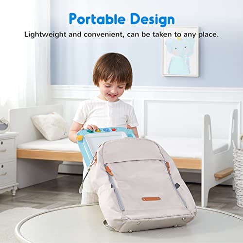 SGILE Jouets pour enfants, tableau magique magnétique pour l'apprentissage précoce, ardoise magique effaçable en couleur avec 4 Pieds, quatre timbres, cadeau pour bébé, fille, garçon, 3 4 5 ans, Bleu
