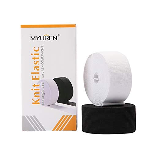 MYUREN 50mm Bandes Elastique Plates Ceinture Bande Ruban élastiques Couture Vetement, Artisanat, Pantalon, Perruque -9m (4.5m Noir, 4.5m Blanc)