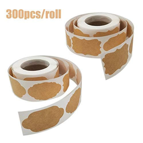 Etiquette Confiture,Kraft Autocollant 600pcs Autocollants Étiquettes,Auto Adhésifs Étiquettes Congélateur Vierges,Papier Kraft Forme Etiquette Cadeau Noel Autocollante