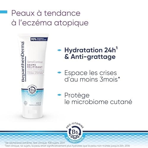 BepanthenSensicalm® Crème anti-démangeaison - Dispositif médical - Eczéma atopique -50g + BepanthenDerma® SensiControl Baume relipidant - Dermo-cosmétique - Hydratation & Anti-grattage- 200ml
