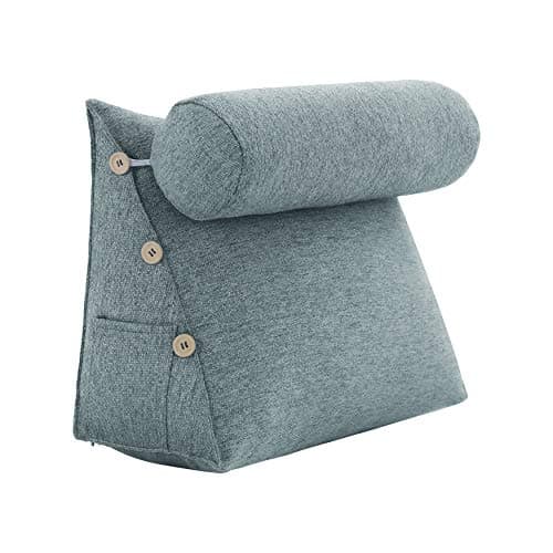 Rucener Coussin de Dossier pour Lit Coussin de Lecture pour Dossier de Lecture Coussin de Dossier Triangulaire Coussin à Coins Coussin de Lecture en Mousse Gris 60 CM