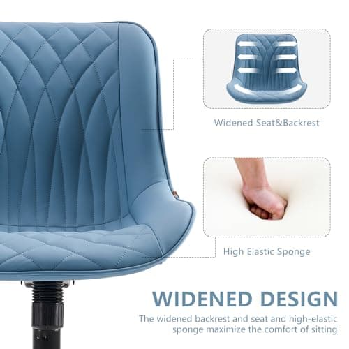 YOUNIKE Chaise Bureau, Fauteuil de Bureau Ergonomique en Cuir PU, Chaise Pivotante Réglable en Hauteur, Chaise Gaming Capacité jusqu'à 136 kg, Chaise de Bureau avec Dossier et roulettes, Bleu