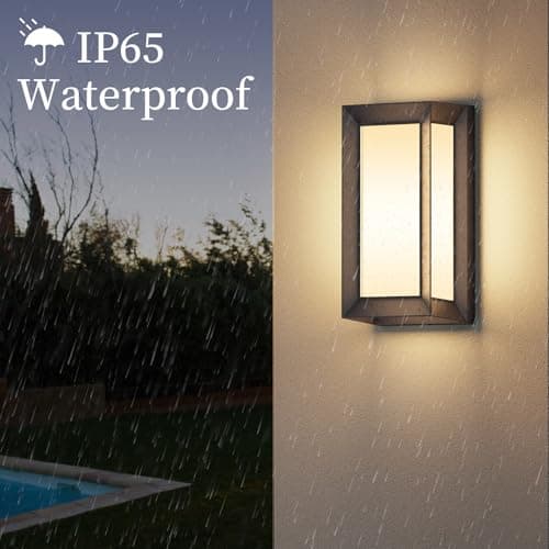 Klighten Applique Murale E27 Extérieure Intérieur, Max 60W, Lampe Murale Moderne Imperméable IP65, Éclairage Mural pour Couloir Entrée Balcon, PC + Aluminium, Ampoule non Incluse, Noir