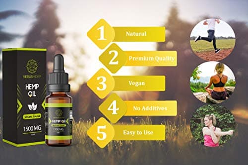 VerusHemp Le chanvre 1500 mg Liquide | Forte de haute qualité | Natural Ingredients | suitable for Vegans & Vegetarians 10ml Hemp seed oil