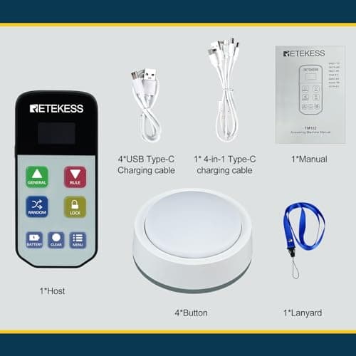 Retekess TM102 Buzzer pour Jeux de Questions, Buzzer Connecté, 3 Modes de Réponse, Mode Aléatoire, Avertissement de Batterie Faible, pour Les Compétitions Scolaires, Les Tests de Quiz