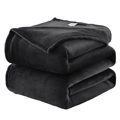 WAVVE Plaid Couverture Polaire Flanelle en Microfibre, Jeté de Canapé 230x270 Noir, Couverture lit Jete de Canape 2 Personnes, Plaid Fourrure Grand Chaud et Doux en Peluche, 270x230