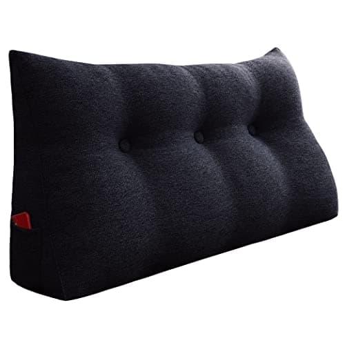 Johnear Coussin de Lecture pour lit ou canapé, Traversin Gros Coussin Dossier Lin,Oreiller Triangulaire Coussin Coin, tête de lit,Coussin pour Lombaire Jambe, cale Dos Plage, Gris foncé, 100 cm