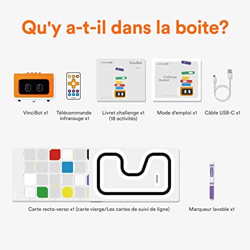 Matatalab VinciBot Robot de Programmation Scratch et Python pour Enfants (8-12 Ans), Jouet éducatif STIM avec Télécommande, Cadeau Robot Intelligent IA pour Garçons/Filles, à partir de 8 Ans