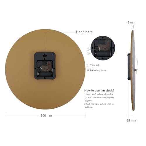 Lafocuse Horloge Murale Bois Silencieuse Retro, Rustique Vintage Pendule Murale Marron, Shabby Chic Deco sans Tictac Maison Salon Cuisine Chambre Bureau 30cm