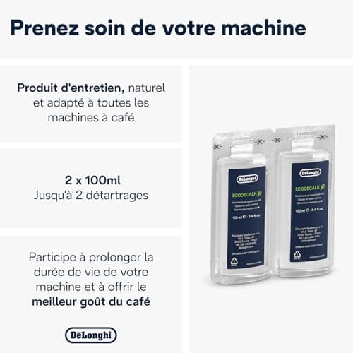 De'Longhi EcoDecalk Mini DLSC200, Anticalcaire, Nokalk pour Machine a Café, 2 x 100 ml, Marron
