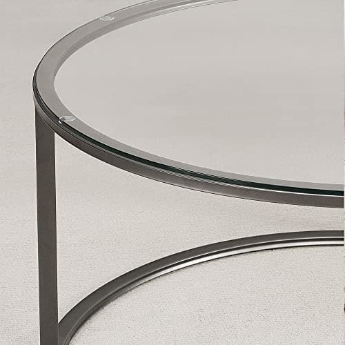 [en.casa] Table Basse Ronde pour Salon Métal Verre Trempé Clair 45 x 80 cm Noir Transparent