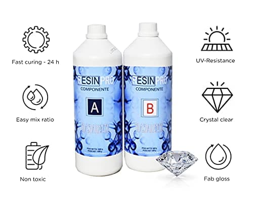 800 gr de résine époxy ultra transparente - résine + durcisseur, effet eau pour créations artistiques, revêtement de surface, modélisation, bricolage