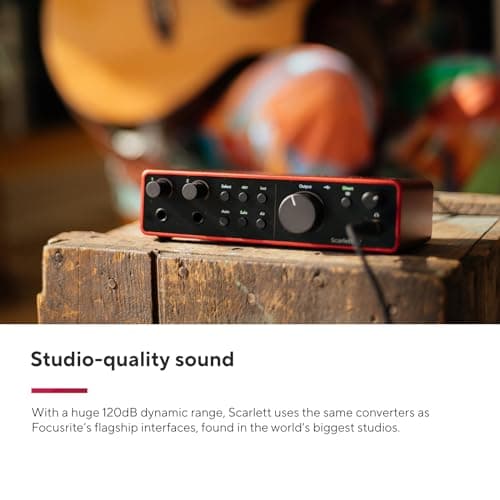 Focusrite Scarlett 2i2 Studio 4th Gen, bundle d'interface audio USB pour les auteurs-compositeurs, avec microphone à condensateur et casque : enregistrez, streamez et podcastez