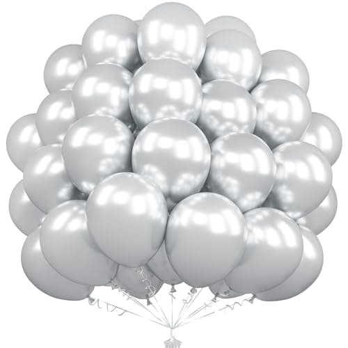 Unisun Ballons argentés métallisés, 50 pièces, 12 pouces, en argent chromé, ballons argentés, pour femmes, hommes, garçons, fêtes, anniversaire, mariage, fiançailles, anniversaire, fête