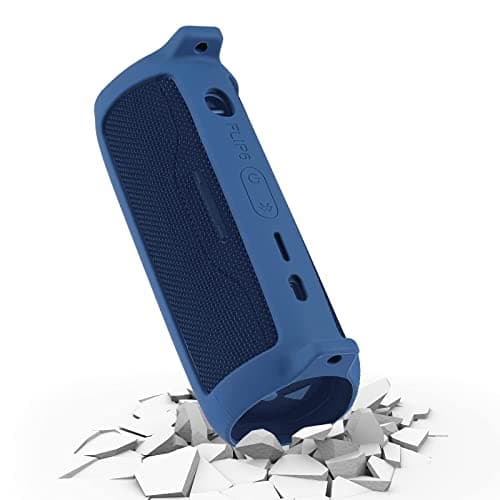 co2CREA Housse en Silicone Compatible Speaker Case pour JBL Flip 6 Enceinte Bluetooth Portable.Comprendre Mousqueton à Crochet +Bandoulière +Silicone(Haut-Parleur Non Inclus) (Bleu)