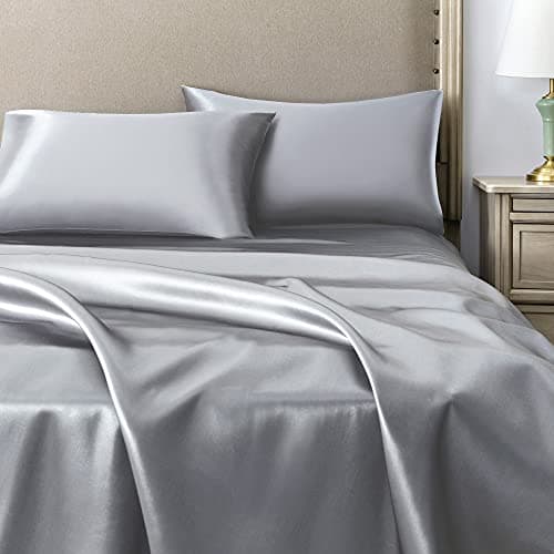 FARFALLAROSSA Lot de 2 Taies Oreiller en Satin 45 x 70 cm, Oreiller Satin Gris, Satinées Housse d'oreiller Doux Prend Soin de Votre Peau et Antichute de Cheveux