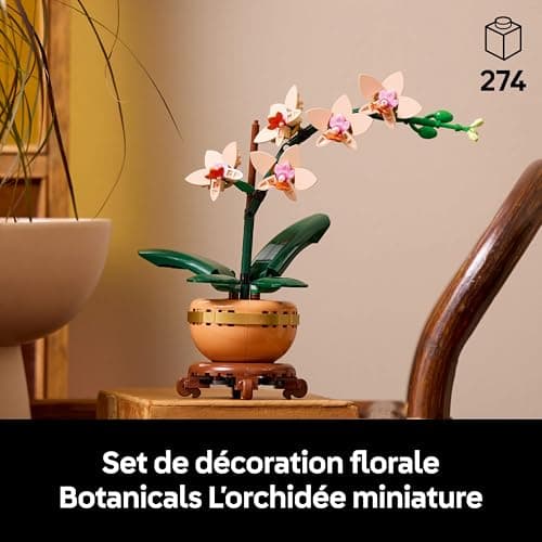 LEGO Botanique L’orchidée Miniature - Fleurs artificielles pour Adulte - Plante d'intérieur avec Pot Style Terracotta - Décoration intérieure - Idée Cadeau pour la St Valentin, Femme ou Homme 10343